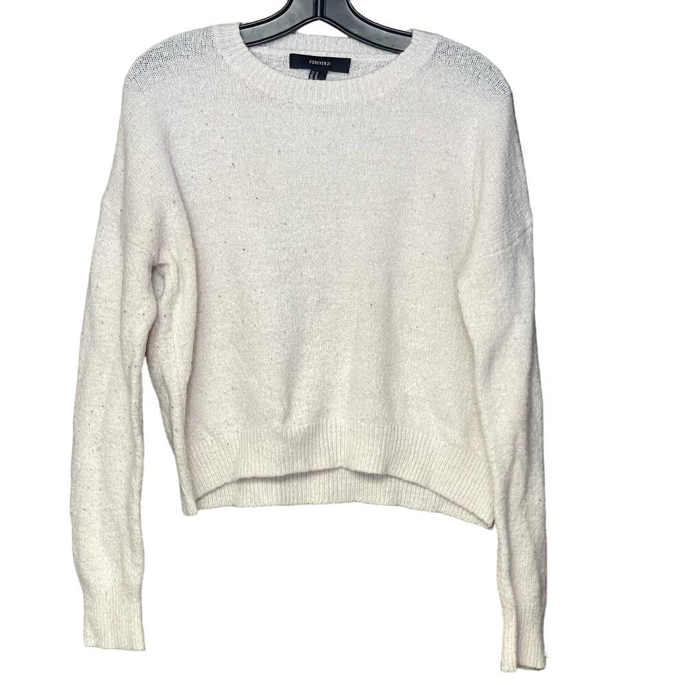 Forever 21 long sleeve sweater crew neck white flecks women’s size medium